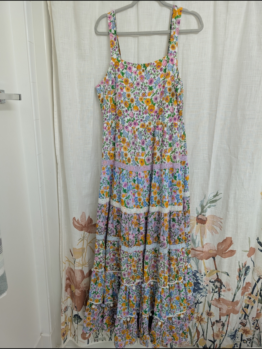 Crown & Ivy Floral Tiered Maxi Dress XL Cottagecore Boho - Picture 1 of 6